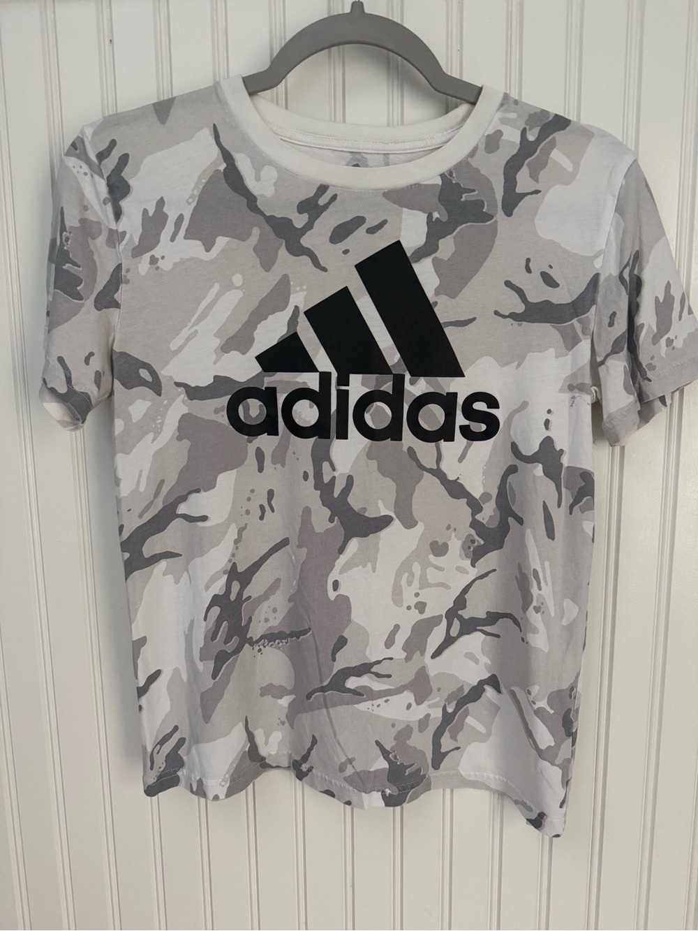 Adidas White & Gray Camo Short Sleeve Logo Tee